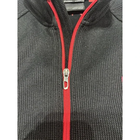 Spyder Full Zip Jacket Mens XL Black Red Fleece Lined Outdoor Warm Logo - Picture 5 of 13